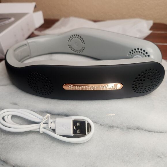 3 Speed Portable Hanging Neck Fan Neck Cooler USB Rechargeable Bladeless Black - Picture 3 of 8